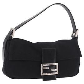 FENDI Bolsa de Ombro Mamma Baguette em Jersey de Algodão Preto e Prata Outro