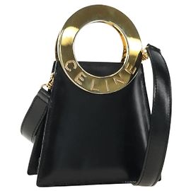 Céline CELINE Circle Shoulder Bag Leather Black Gold Altro