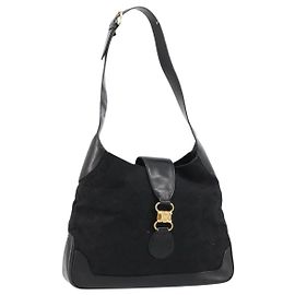 Céline CELINE C Sulky Shoulder Bag Canvas Black Gold Autre