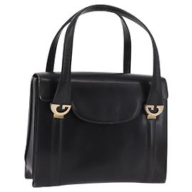 GUCCI Handtasche Leder Schwarz Gold Andere