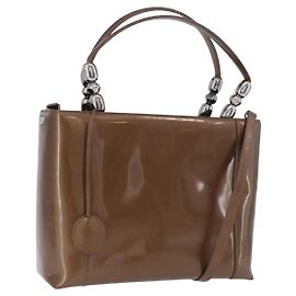 Christian Dior Sac Maris Pearl Cuir Verni 2way Bronze Silver Autre