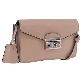 PRADA Shoulder Bag Saffiano leather Beige Silver Altro
