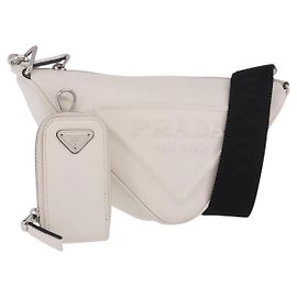 PRADA Bolsa de ombro em couro branco prateado Outro