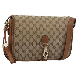GUCCI GG Canvas Shoulder Bag Beige Gold 257024 Altro