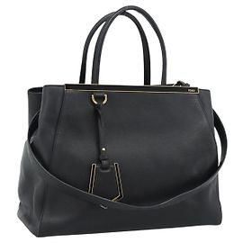 FENDI Tote Bag Leather 2way Black Gold Altro