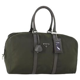 PRADA Sac Boston Nylon Khaki Silver Autre