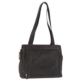 CHANEL Matelasse Tote Bag Lammleder Braun Gold CC Andere