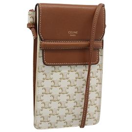 Céline CELINE Triomphe Shoulder Pouch Bag PVC White Autre