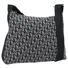 Christian Dior Trotter Shoulder Bag Canvas Black Silver Autre