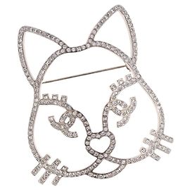 CHANEL Brosche Metall silberfarben CC Andere