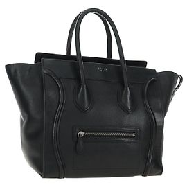 Céline CELINE Luggage Mini Hand Bag Leather Black Silver Autre
