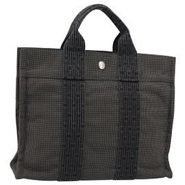 Hermès HERMES Her Line PM Hand Bag Canvas Gray Silver Autre
