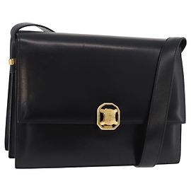 Céline CELINE Bolsa de ombro em couro preto e dourado Outro