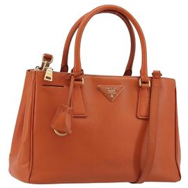 PRADA Sac à main Galleria cuir Safiano 2way Orange Autre