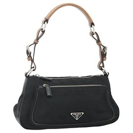 PRADA Shoulder Bag Nylon Leather Black Silver Altro