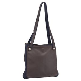 Hermès HERMES Bolso de Hombro Mrs. Hippies Cuero Navy Marrón Oscuro Otro