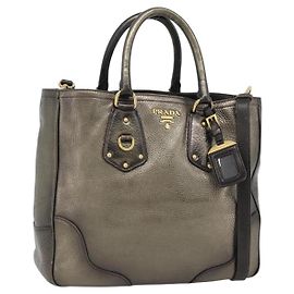 PRADA Tote Bag Couro 2way Gold Outro