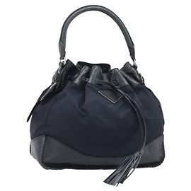 PRADA Shoulder Bag Nylon Leather Black Silver Altro
