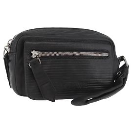 LOEWE Pochette Anagram en cuir noir argenté Autre