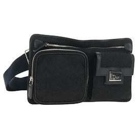 Christian Dior Trotter Canvas Body Bag Black Silver Autre
