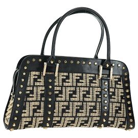 FENDI Zucca Canvas Handtasche Schwarz Gold Andere