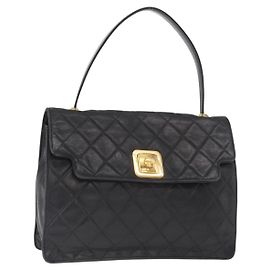 CHANEL Matelassé Handtasche Lammleder Schwarz Gold CC Andere
