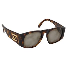 CHANEL COCO Mark Sunglasses plastic Brown CC Other
