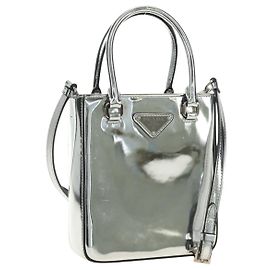 PRADA Handtasche Lackleder 2way Silver Andere