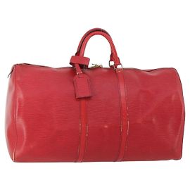 LOUIS VUITTON Epi Keepall 55 Boston Bag Red M42957 LV Altro