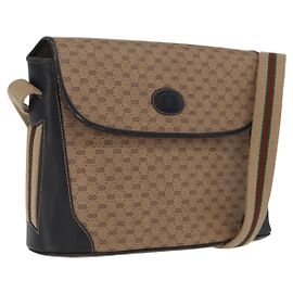 GUCCI Micro GG Supreme Web Sherry Line Bag PVC Beige Silver Autre