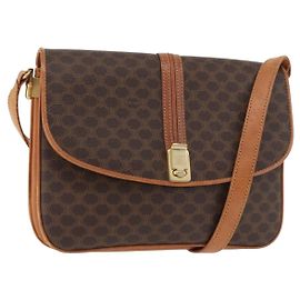 Céline CELINE Macadam Canvas Shoulder Bag PVC Leather Brown Gold Altro