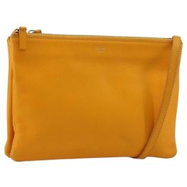 Céline CELINE Trio Shoulder Bag Couro Yellow Gold Outro