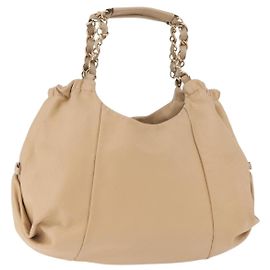Salvatore Ferragamo Bolsa de mão Vala com corrente em couro Bege Dourado Outro