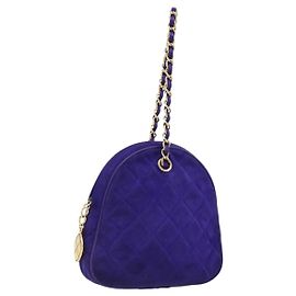 CHANEL Bolsa de mão Matelassé com corrente em camurça roxa e dourada CC Outro