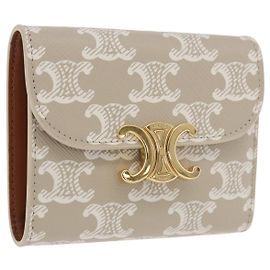 Céline CELINE Triomphe 3 Fold Wallet PVC Beige Gold Altro