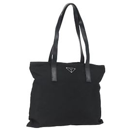 PRADA Tote Bag Nylon Black Silver Andere