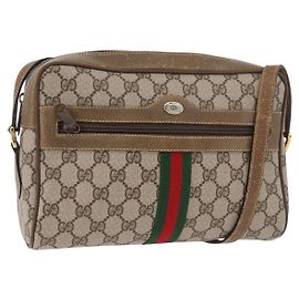 GUCCI GG Supreme Web Sherry Line Bag PVC Beige Gold 56 02 005 Autre