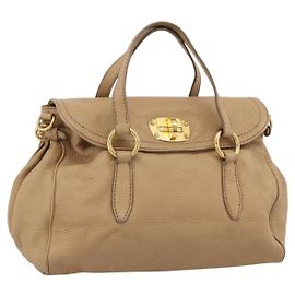 Miu Miu Tote Bag Cuir Beige Or Autre