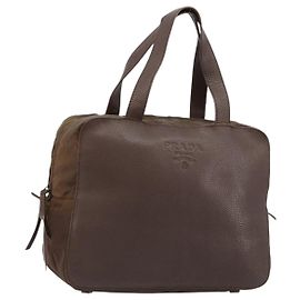 PRADA Handtasche Leder Braun Gold Andere