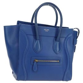 Céline CELINE Micro shopper Handtasche Leder Blau Gold Andere