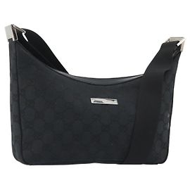GUCCI GG Canvas Shoulder Bag Black Silver 019 0433 3444 Altro