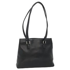 CHANEL Shoulder Bag Leather Black CC Altro