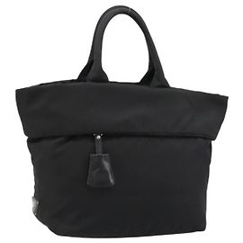 PRADA Wendbare Handtasche Nylon Black Silver Andere