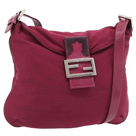 FENDI Mamma Baguette Shoulder Bag Jersey Purple Silver Altro