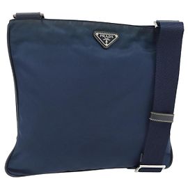 PRADA Bolsa de Ombro Nylon Navy Silver Outro