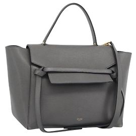 Céline CELINE Micro Belt Hand Bag Cuir 2way Gray Gold Autre