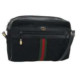 GUCCI GG Canvas Web Sherry Line Shoulder Bag Black Red Green Altro