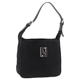 FENDI Shoulder Bag Harako leather Black Silver Altro