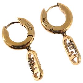 FENDI Boucles d'oreilles puces Aurochre avec strass métal Or Autre