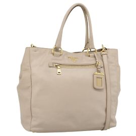 PRADA Handtasche Leder 2way Beige Gold Andere
